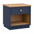 Mesa de noche de madera azul y roble 50x40x60 cm