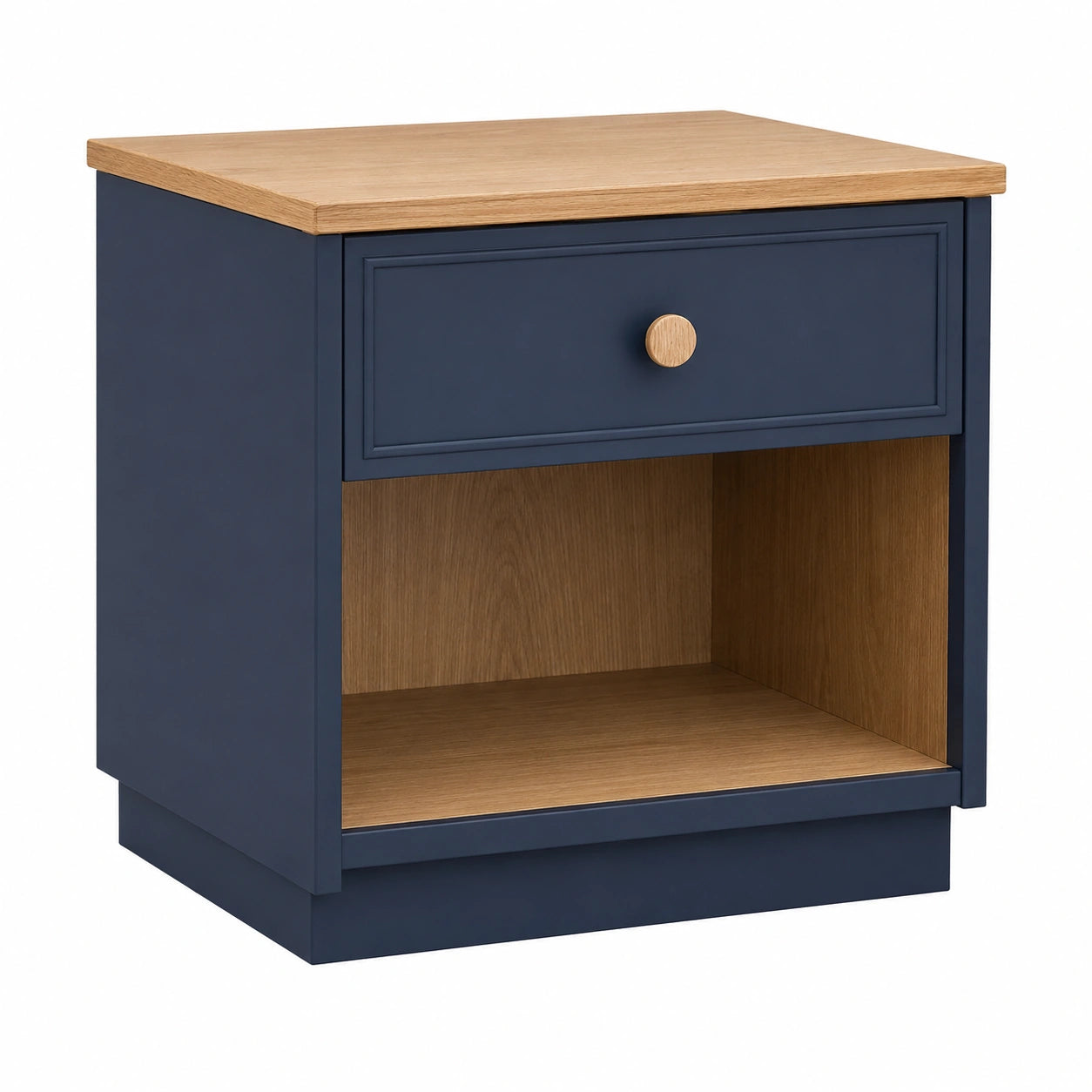 Mesa de noche de madera azul y roble 50x40x60 cm