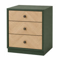 Cajonera de tres cajones de madera verde y roble de 60x40x70 cm