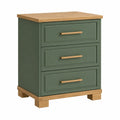 Mesita de Noche de Madera y MDF Verde con 3 Cajones