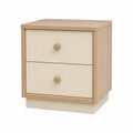 Mesita de Noche de Madera con Dos Cajones Beige