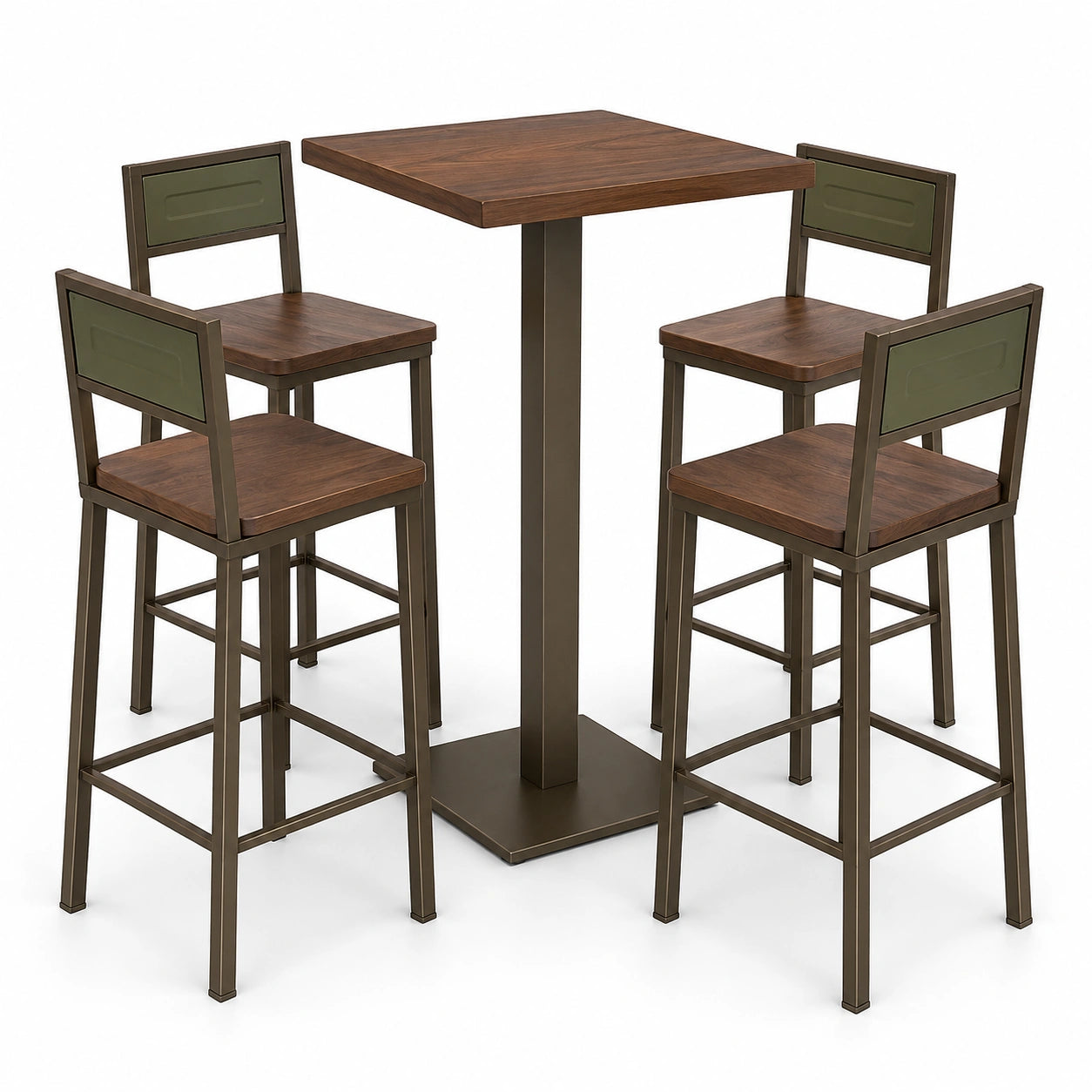 Juego de Mesa Alta y Taburetes de Madera y Metal