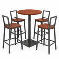 Conjunto de Mesa Alta Redonda de Metal y Madera
