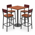 Juego de Mesa Cuadrada y 4 Sillas de Madera y Metal Negro/Marrón