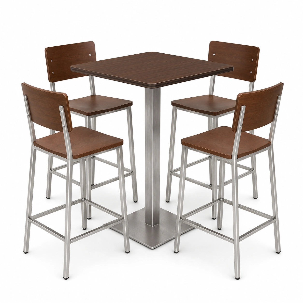 Conjunto de Mesa Alta y Sillas de Madera y Metal