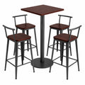Juego de Mesa de Madera y Metal con 4 Taburetes Oscuro