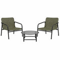 Set de Muebles de Exterior con Sillas de Metal y Mesa de Vidrio Templado