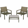 Set de muebles de exterior con 2 sillas de aluminio y mesa con cerámica verde