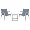 Conjunto de Sillas y Mesa para Exterior de Aluminio y Textileno Gris con Mesa de Vidrio Templado