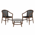 Juego de sillas y mesa de madera con vidrio templado