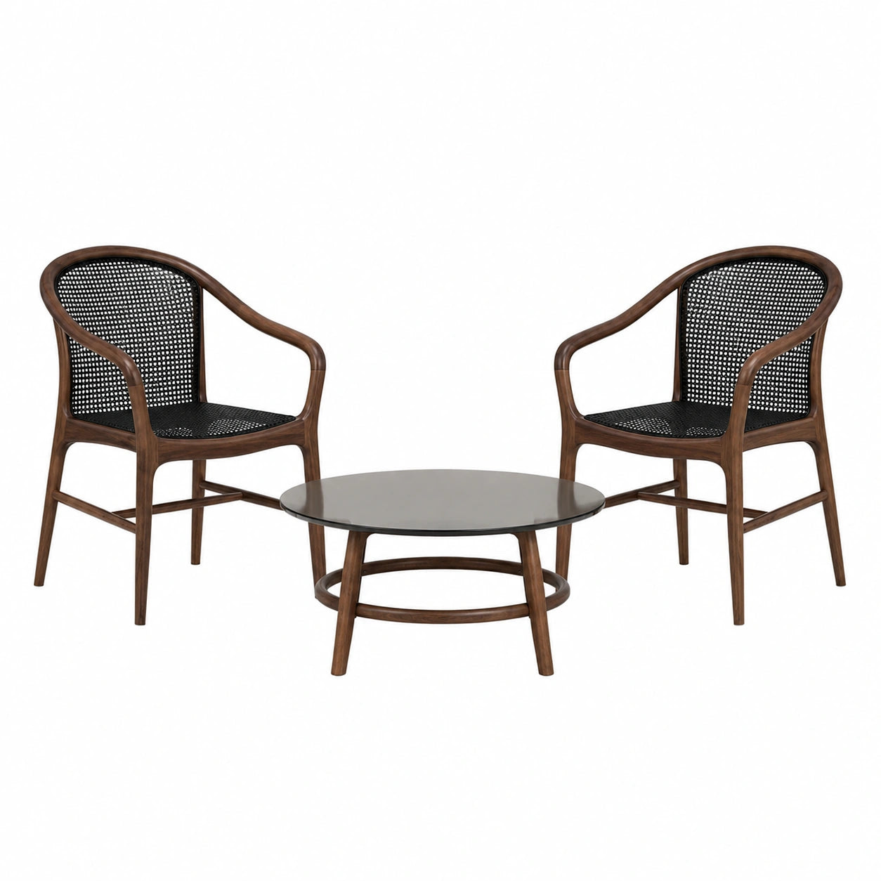 Juego de sillas y mesa de madera con vidrio templado