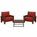 Conjunto de Muebles de Exterior de Madera con Cojines Rojos