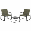 Conjunto de 2 Sillas y Mesa Cuadrada de Metal y Vidrio Verde